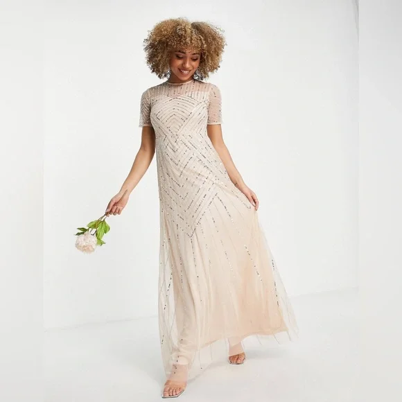 Frock and Frill sequined bridesmaid maxi dress blush NWT Frock and Frill sequined bridesmaid maxi dress blush NWT